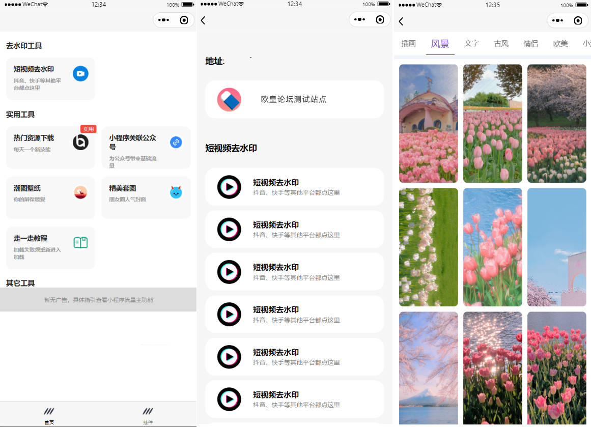 多接口带接头像挂件制作短视频去水印微信小程序源码插图