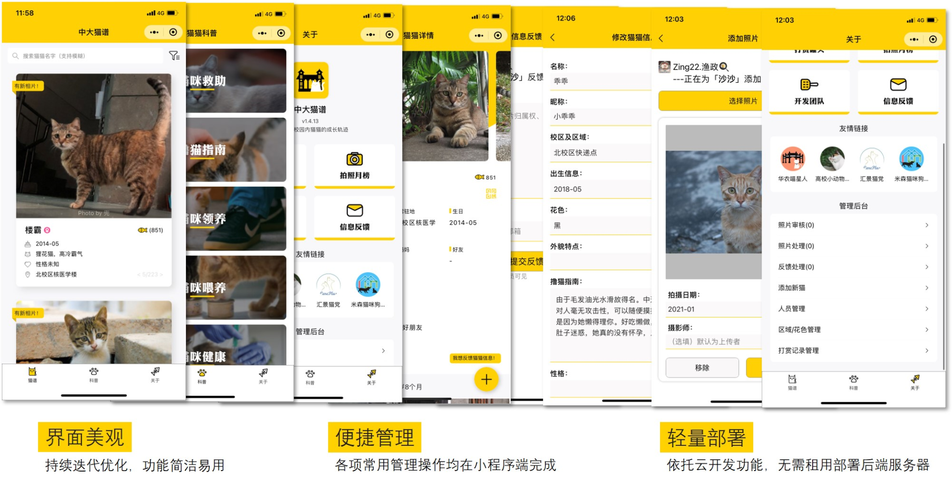 校园流浪猫信息记录和分享的小程序源码插图
