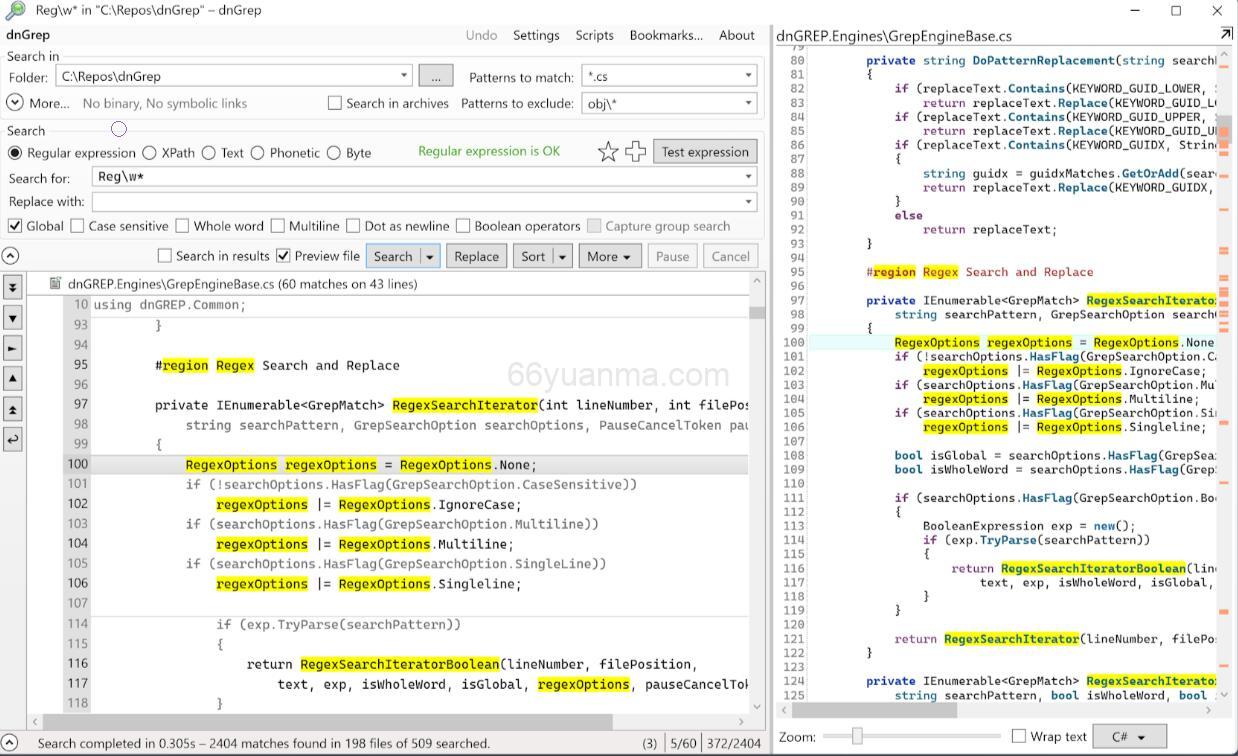 DnGrep 是一款基于 .NET 开源、功能强大的 Windows 搜索工具插图1