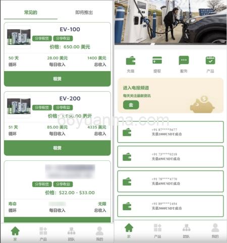 最新海外新能源充电桩共享投资源码 充电桩理财投资源码 租赁投资源码