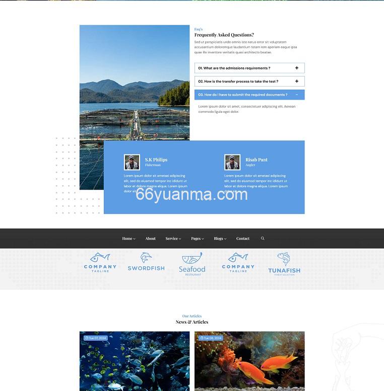 鱼类养殖技术服务公司网站HTML5模板源码