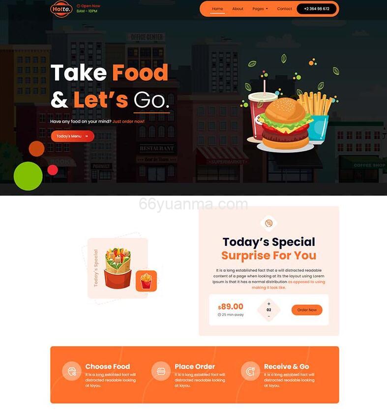 全新HTML5快餐美食餐饮网站模板源码