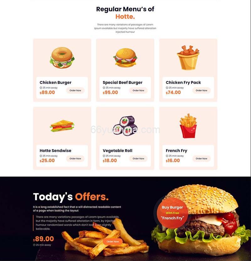 全新HTML5快餐美食餐饮网站模板源码插图1