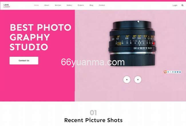 粉红色摄影工作室作品展示网站模板源码
