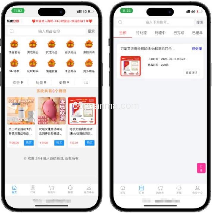 成人情趣商城系统源码 成人用品商城源码 已对接彩虹发卡程序插图