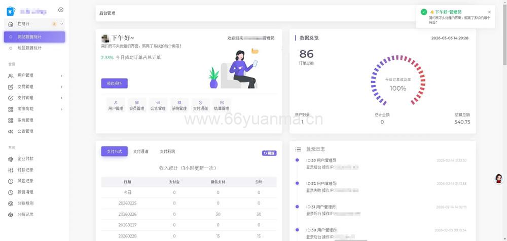 最新2026易支付开源模板前台+用户中心+后台三合一源码插图1